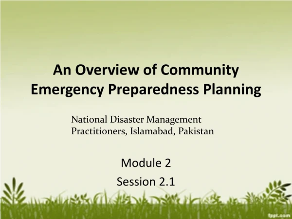 An Overview of Community Emergency Preparedness Planning