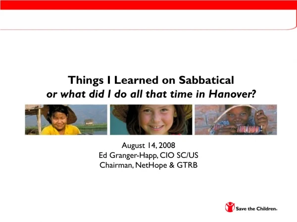 Things I Learned on Sabbatical or what did I do all that time in Hanover?