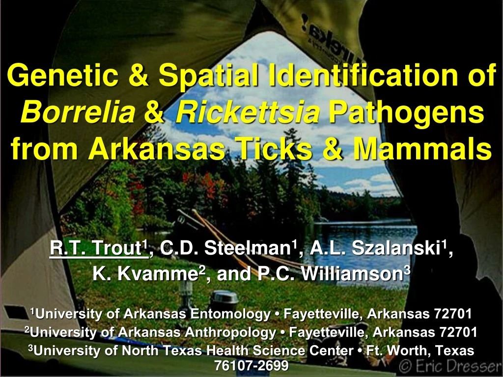 genetic spatial identification of borrelia rickettsia pathogens from arkansas ticks mammals