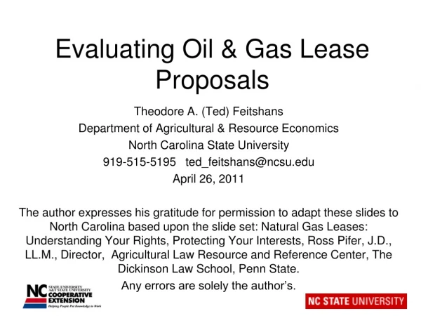 Evaluating Oil &amp; Gas Lease Proposals