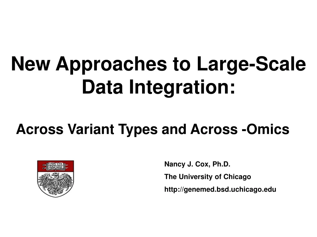 new approaches to large scale data integration