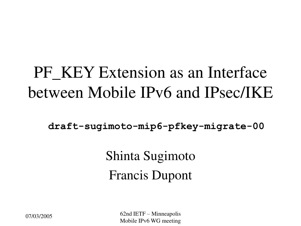 pf key extension as an interface between mobile ipv6 and ipsec ike