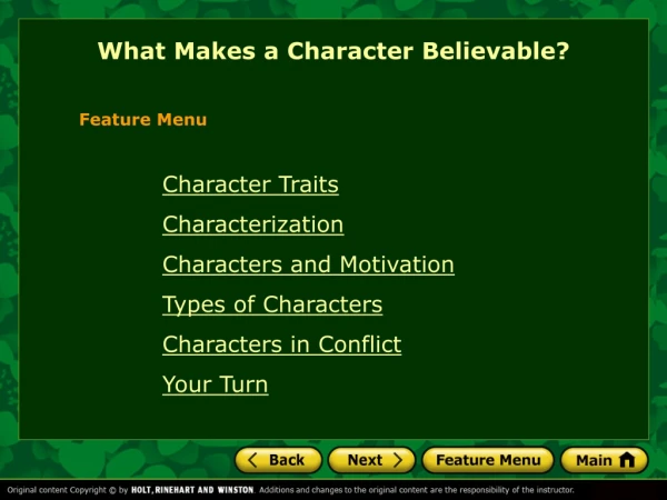 What Makes a Character Believable?