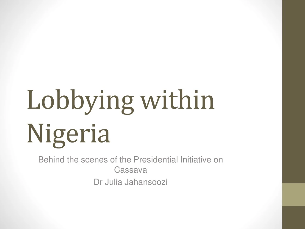 lobbying within nigeria