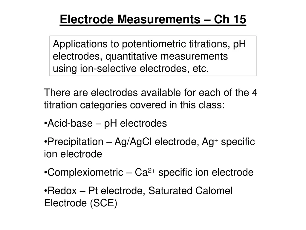 electrode measurements ch 15