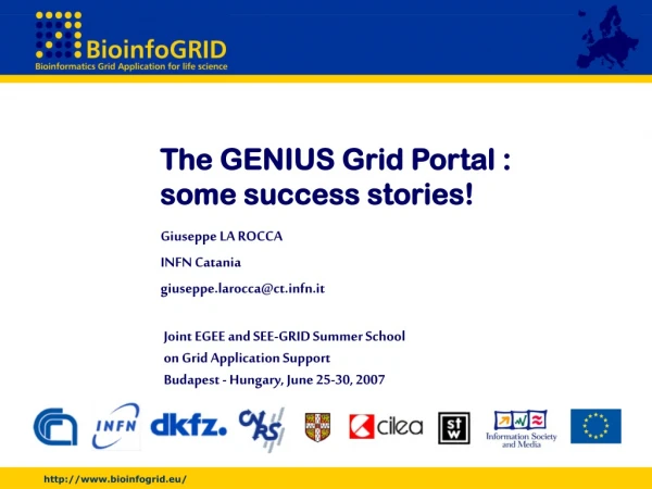 The GENIUS Grid Portal :  some success stories!