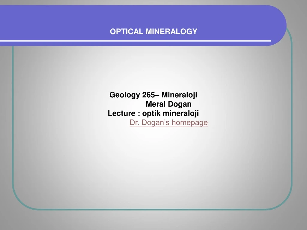 optic al mineralogy