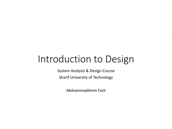 Introduction to Design