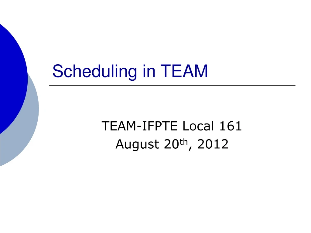 scheduling in team