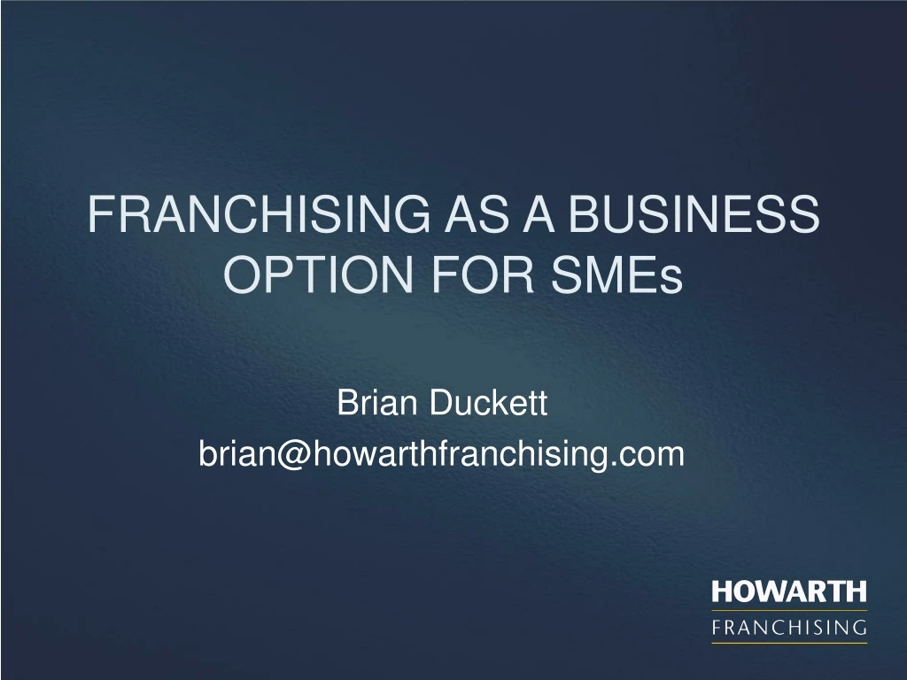 franchising as a business option for smes
