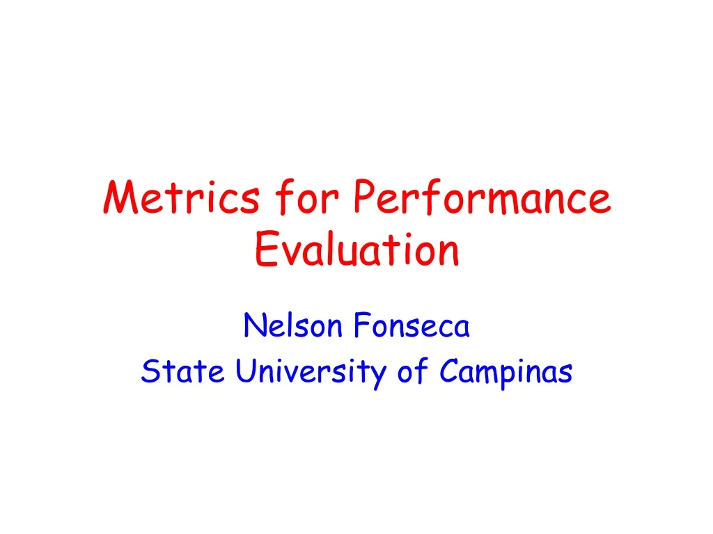 metrics for performance evaluation