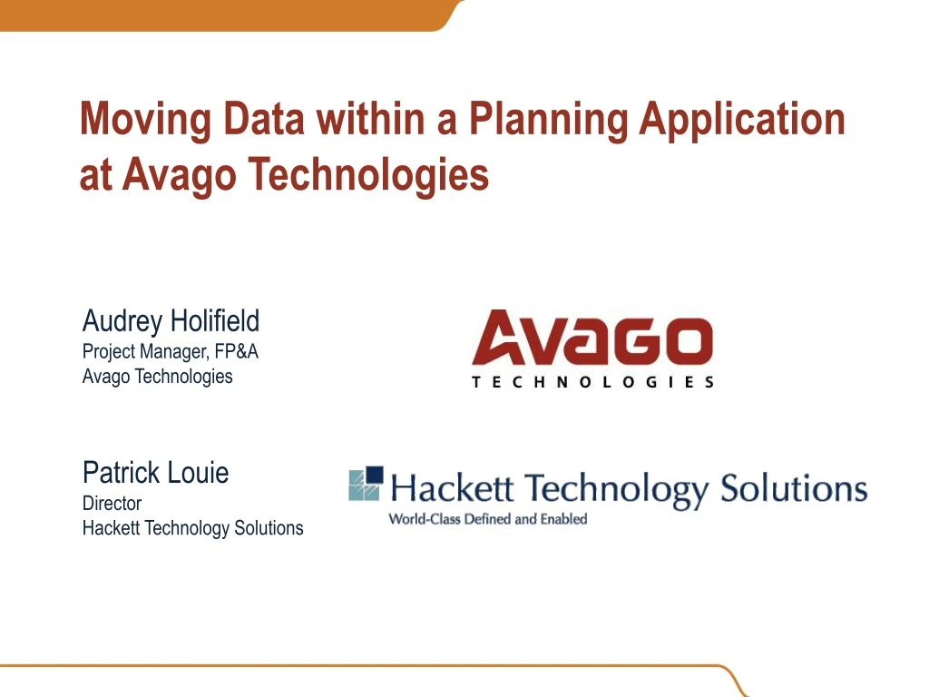 moving data within a planning application at avago technologies