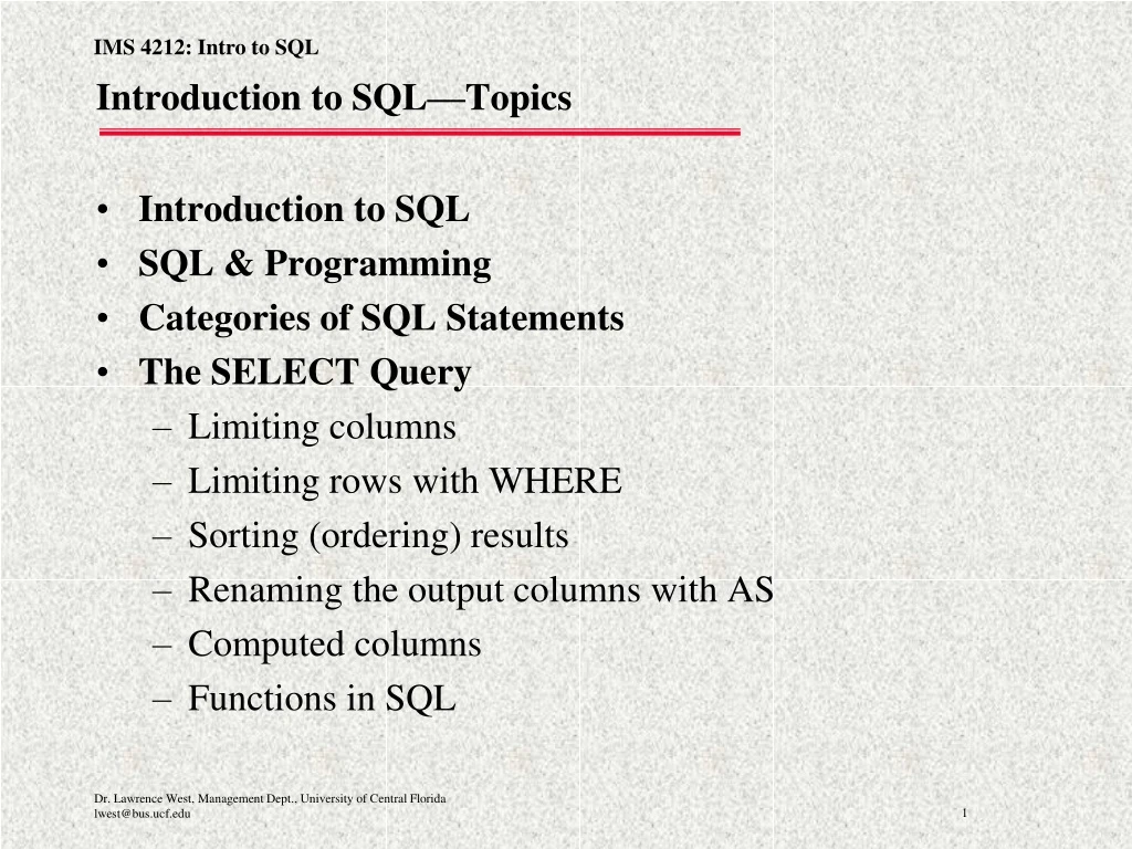 introduction to sql topics