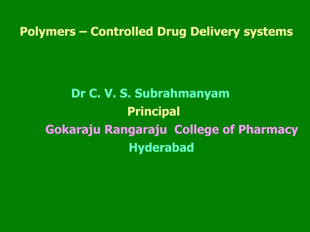 polymers controlled drug delivery systems