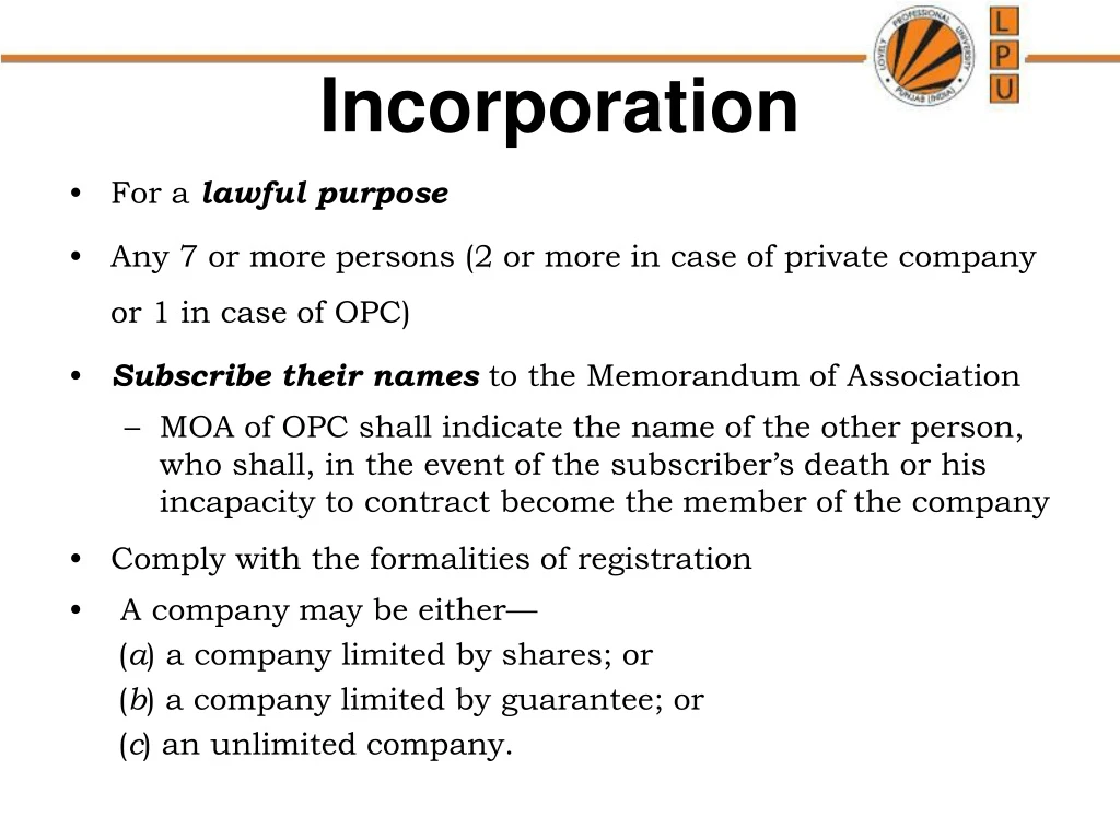 incorporation