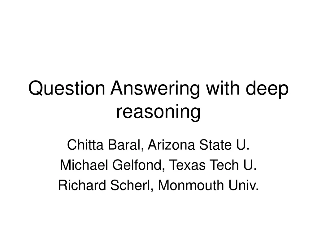 question answering with deep reasoning