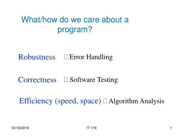 What/how do we care about a program?