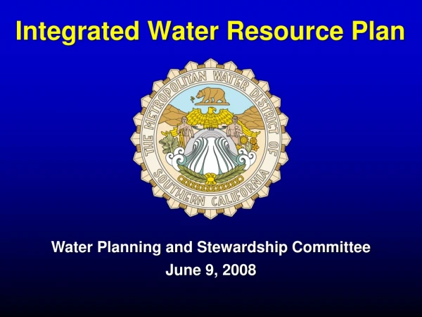 Integrated Water Resource Plan