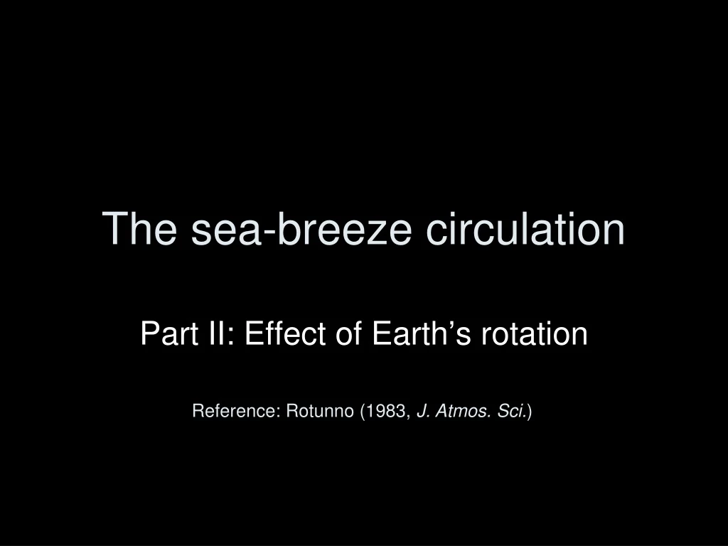 the sea breeze circulation