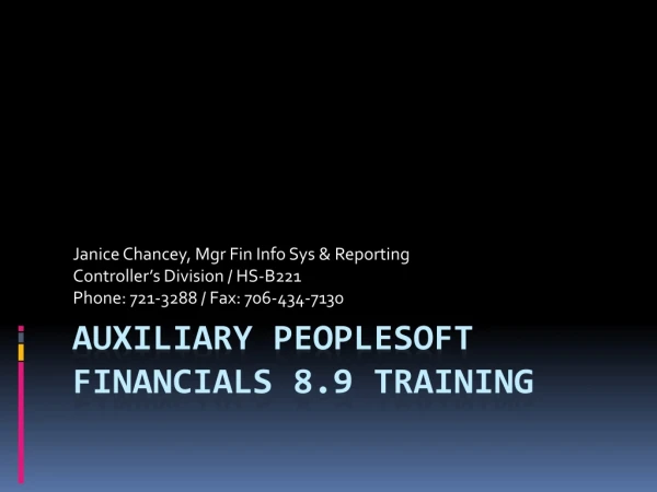 Auxiliary PeopleSoft Financials 8.9 Training