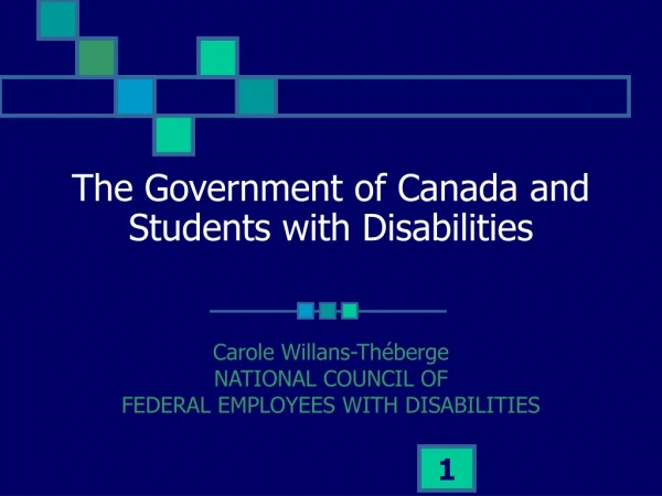 The Government of Canada and Students with Disabilities