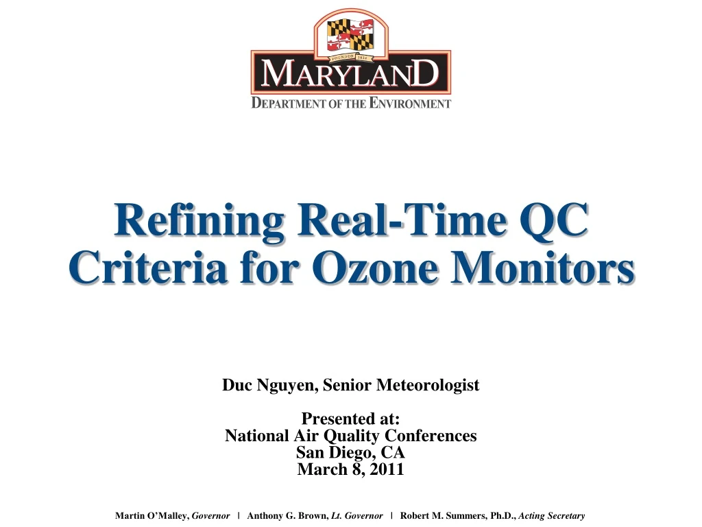 refining real time qc criteria for ozone monitors
