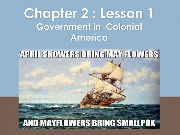 Chapter 2 : Lesson 1 Government in  Colonial America