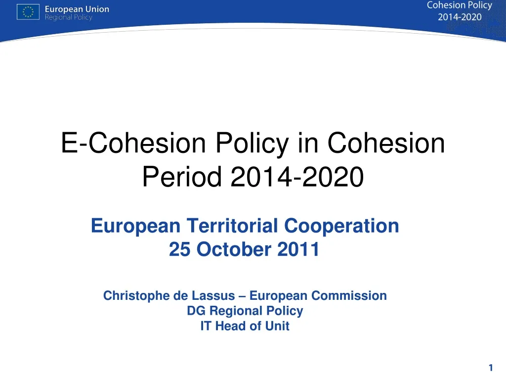 e cohesion policy in cohesion period 2014 2020
