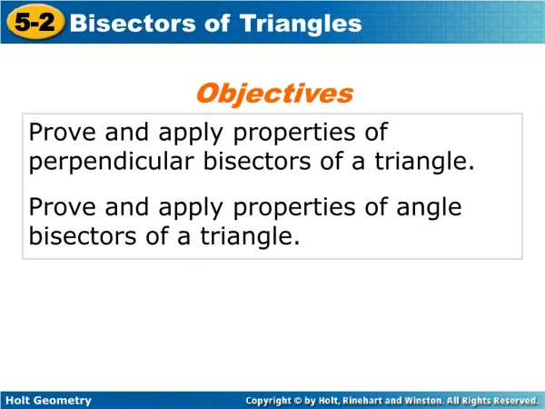 Prove and apply properties of perpendicular bisectors of a triangle.