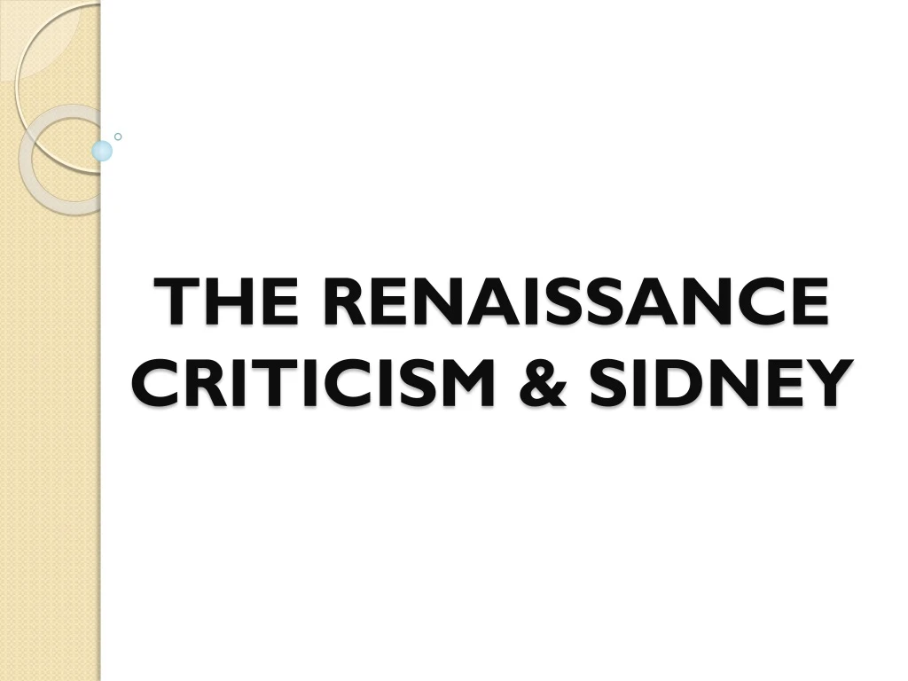 the renaissance criticism sidney