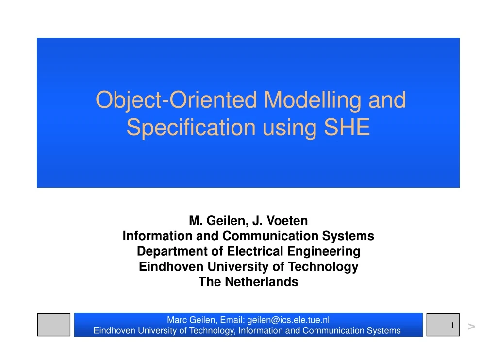 object oriented modelling and specification using she