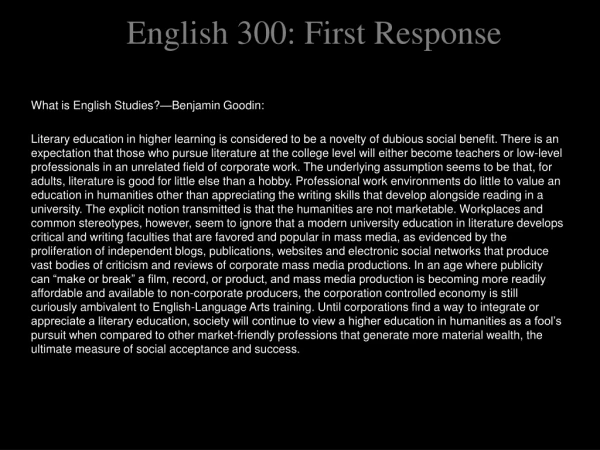 English 300: First Response
