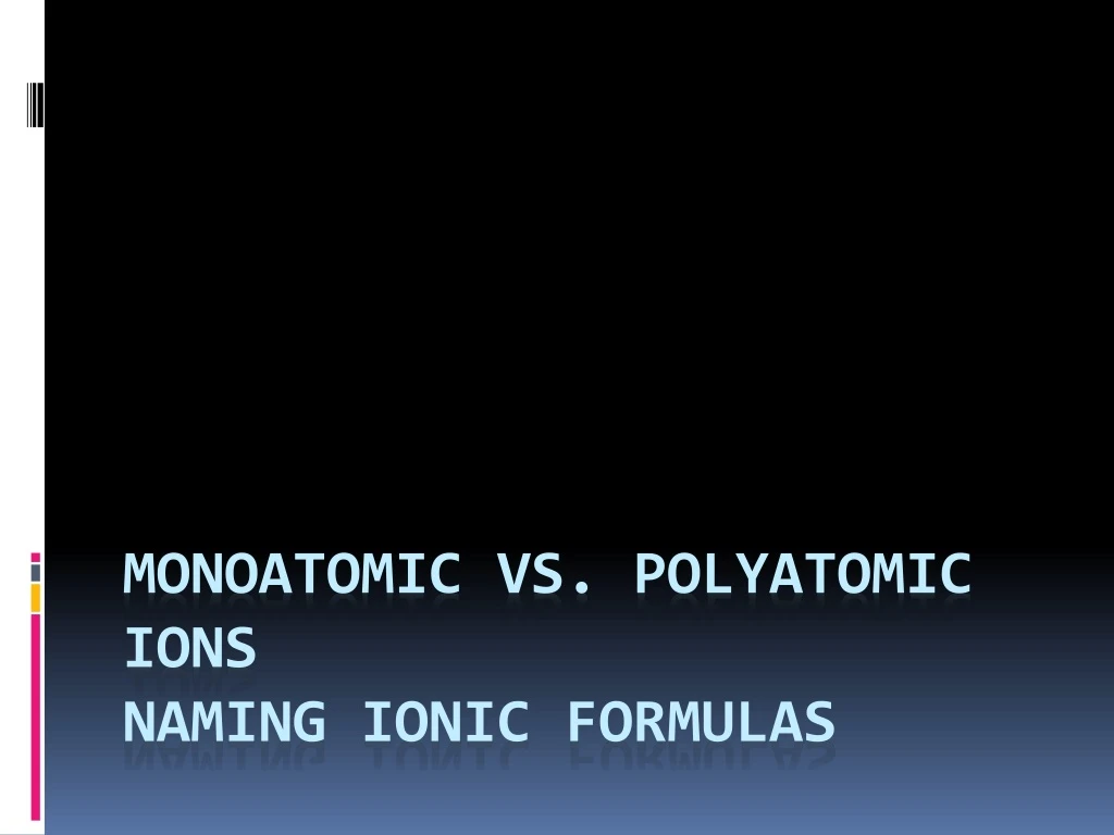 monoatomic vs polyatomic ions naming ionic formulas