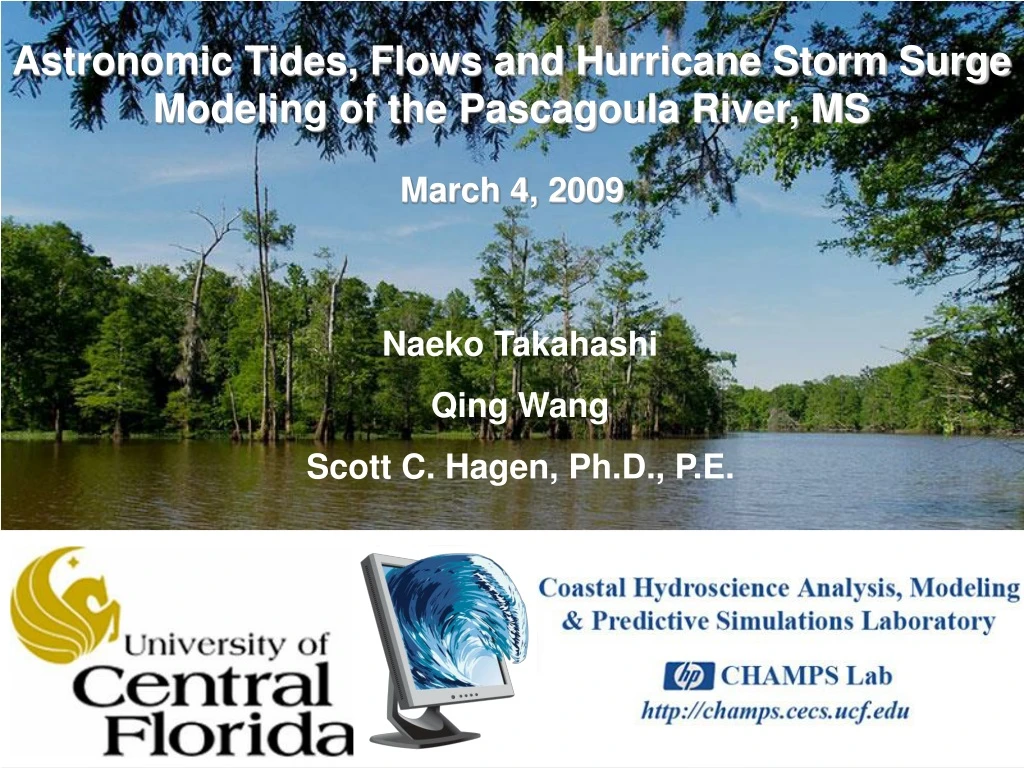 astronomic tides flows and hurricane storm surge modeling of the pascagoula river ms