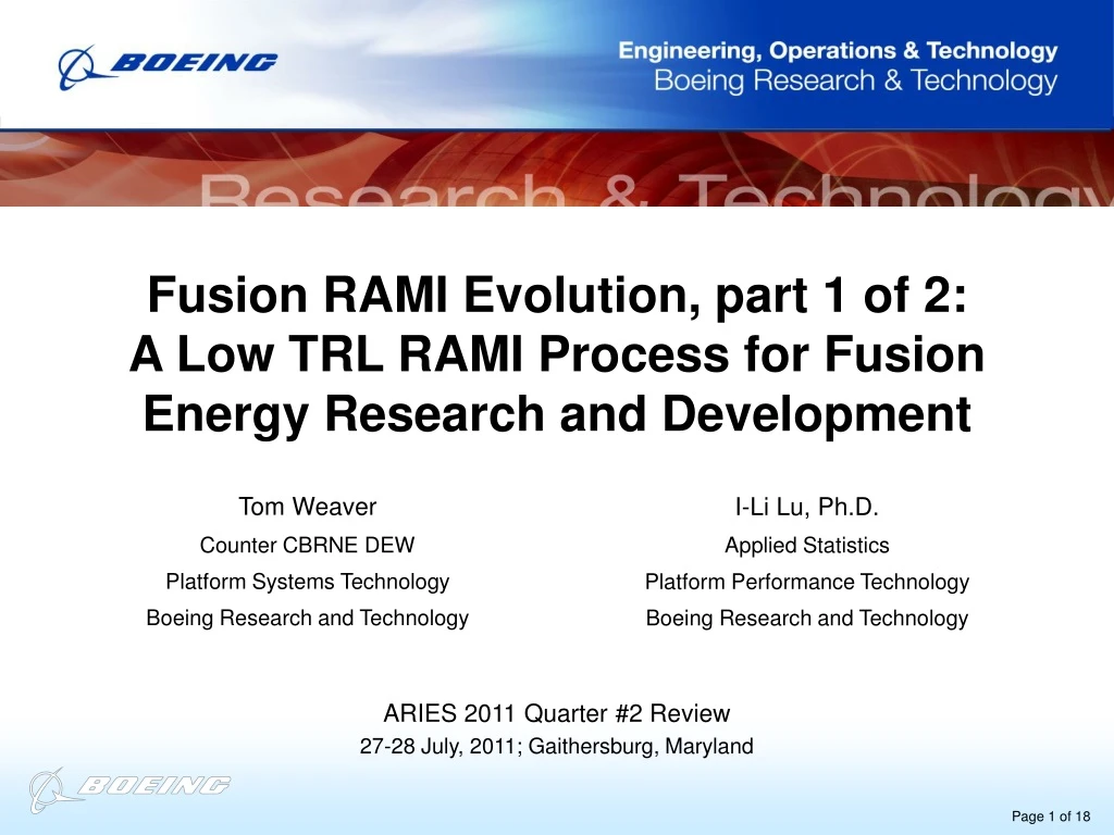 fusion rami evolution part 1 of 2 a low trl rami