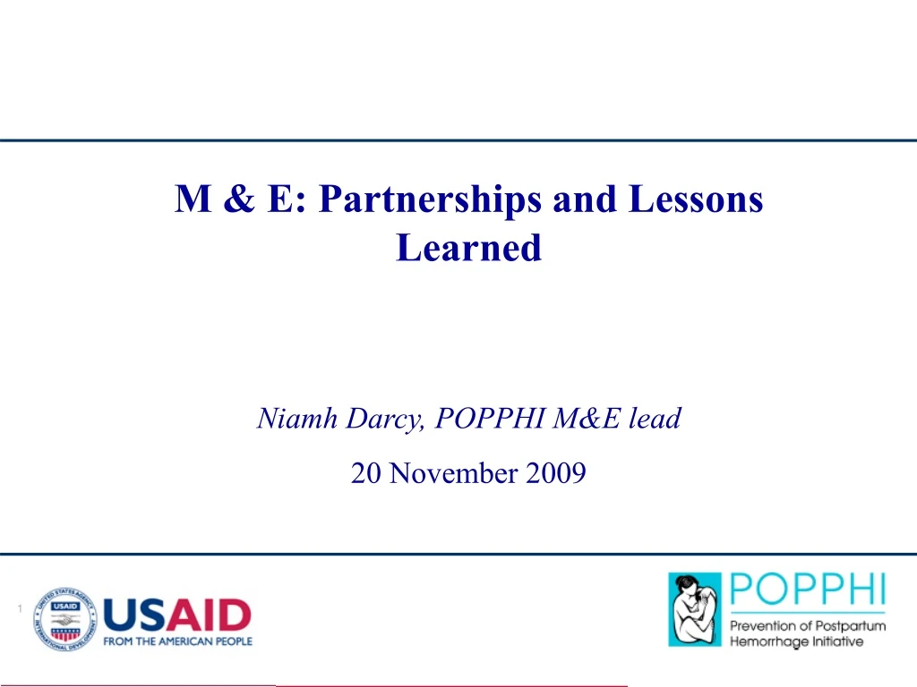 m e partnerships and lessons learned niamh darcy