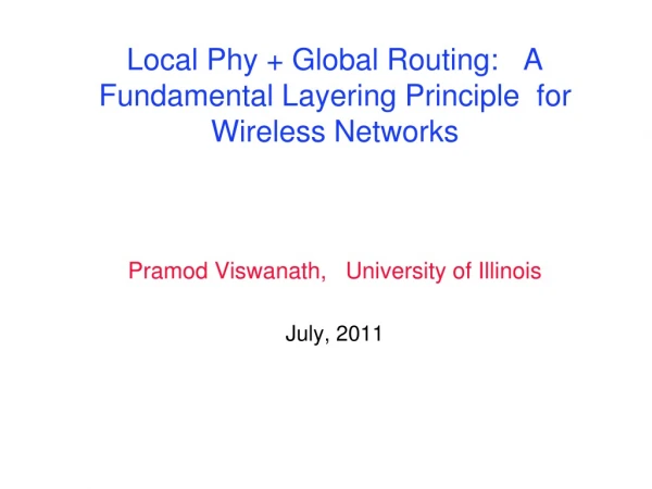 Wireless Network Architectures