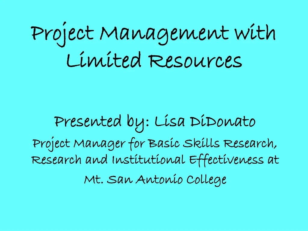 project management with limited resources