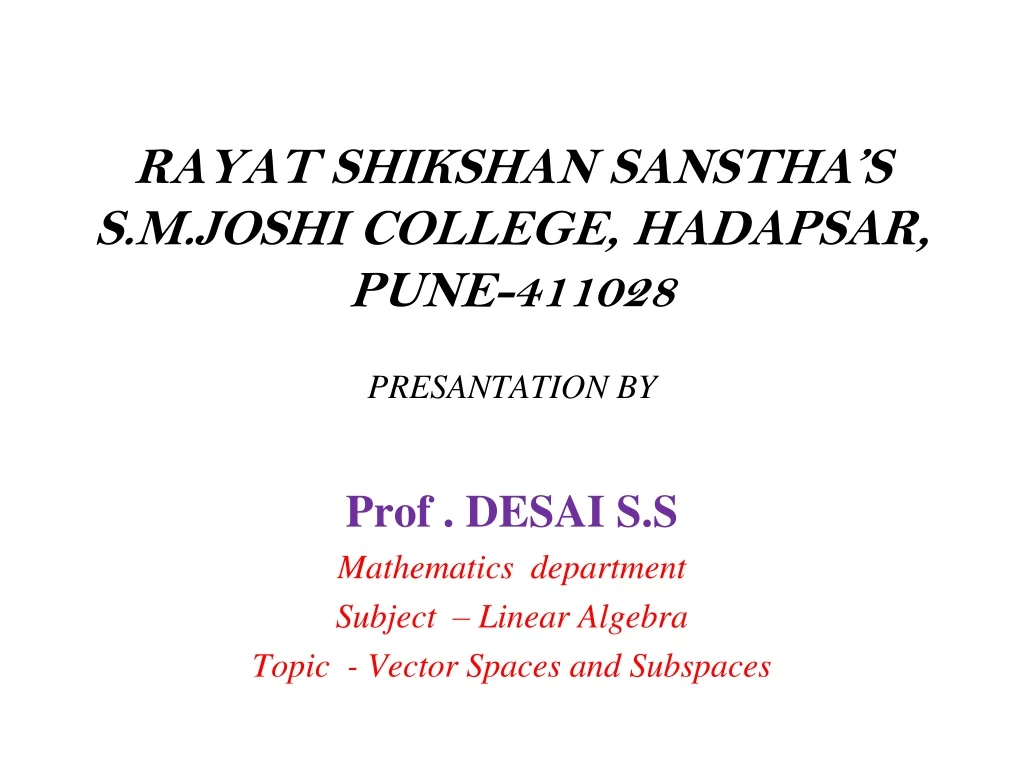rayat shikshan sanstha s s m joshi college hadapsar pune 411028