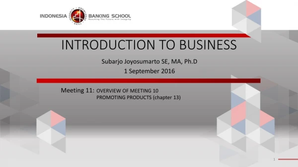 INTRODUCTION TO BUSINESS