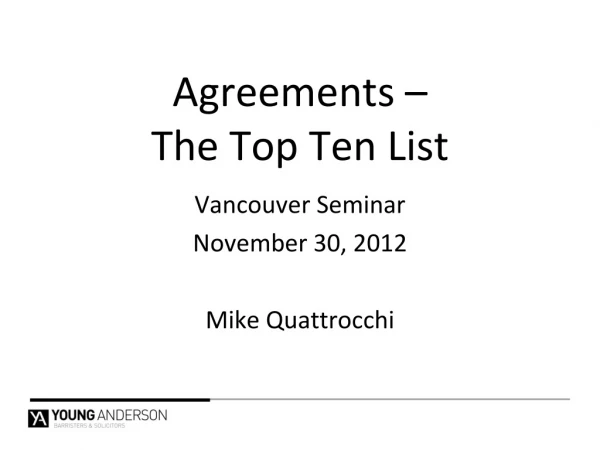 Agreements – The Top Ten List