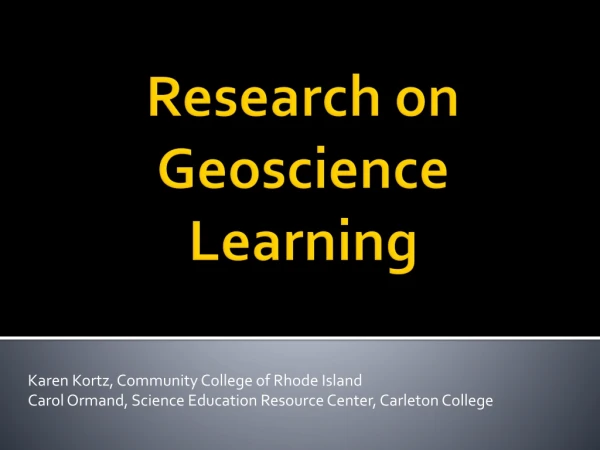 Research on  Geoscience  Learning