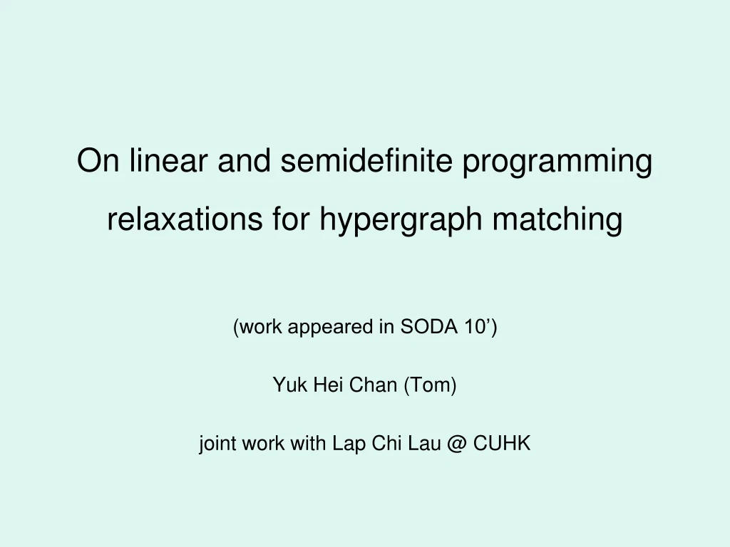 on linear and semidefinite programming relaxations for hypergraph matching