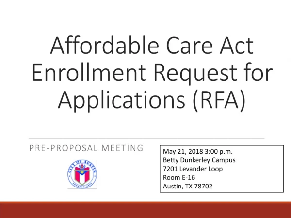 Affordable Care Act Enrollment Request for Applications (RFA)