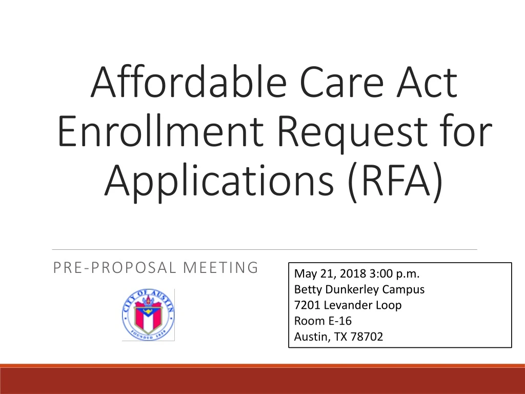 affordable care act enrollment request for applications rfa