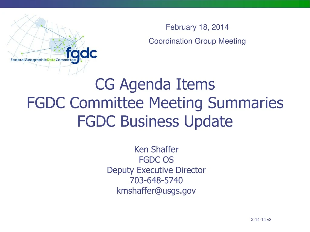 cg agenda items fgdc committee meeting summaries fgdc business update