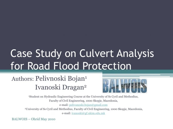 Case Study on Culvert Analysis for Road Flood Protection