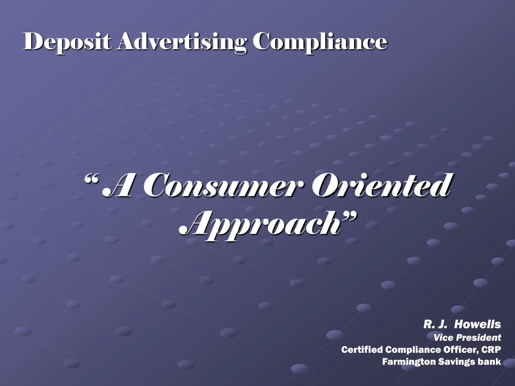 a consumer oriented approach