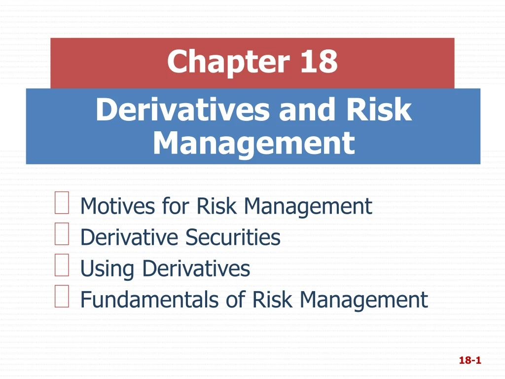 derivatives and risk management