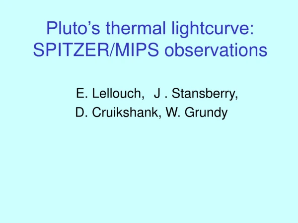 Pluto’s thermal lightcurve: SPITZER/MIPS observations